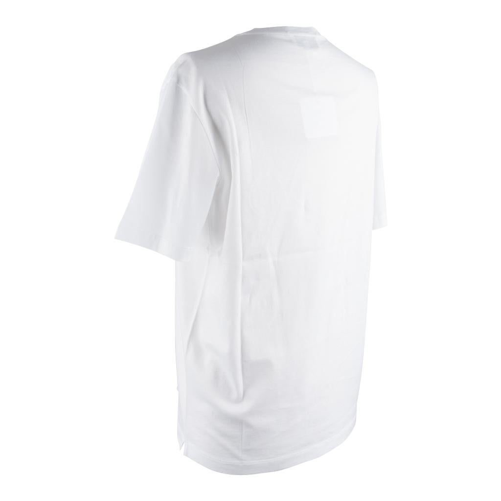 Gray Hermes Mors Embroidered T-Shirt Blanc M Men's New w/Box
