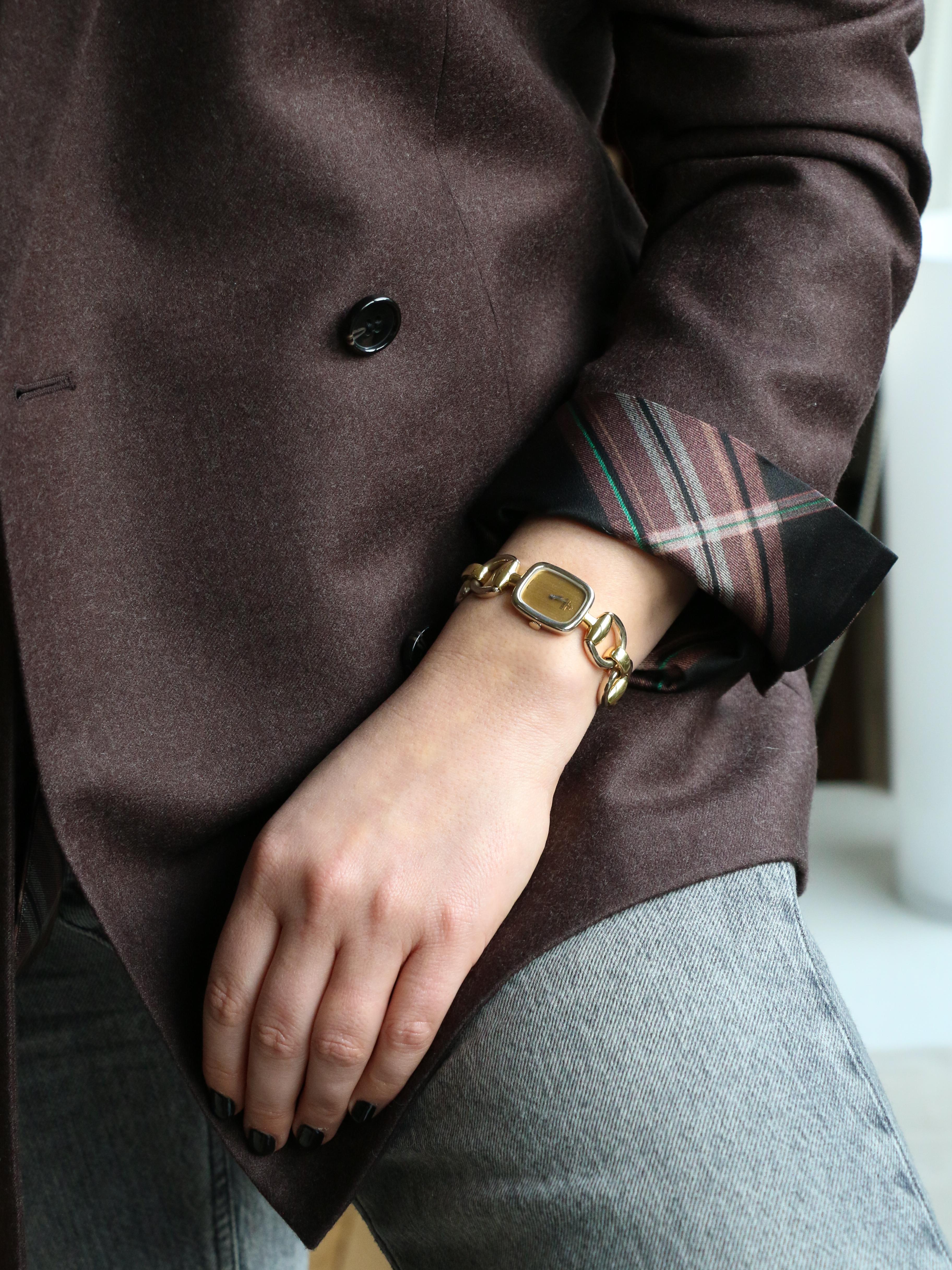 HERMES Mors Watch in Yellow and White Gold For Sale 6
