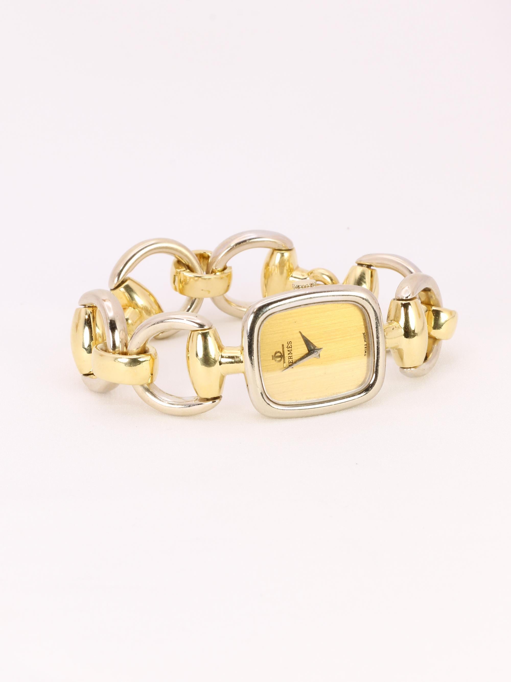 HERMES Mors Watch in Yellow and White Gold For Sale 1