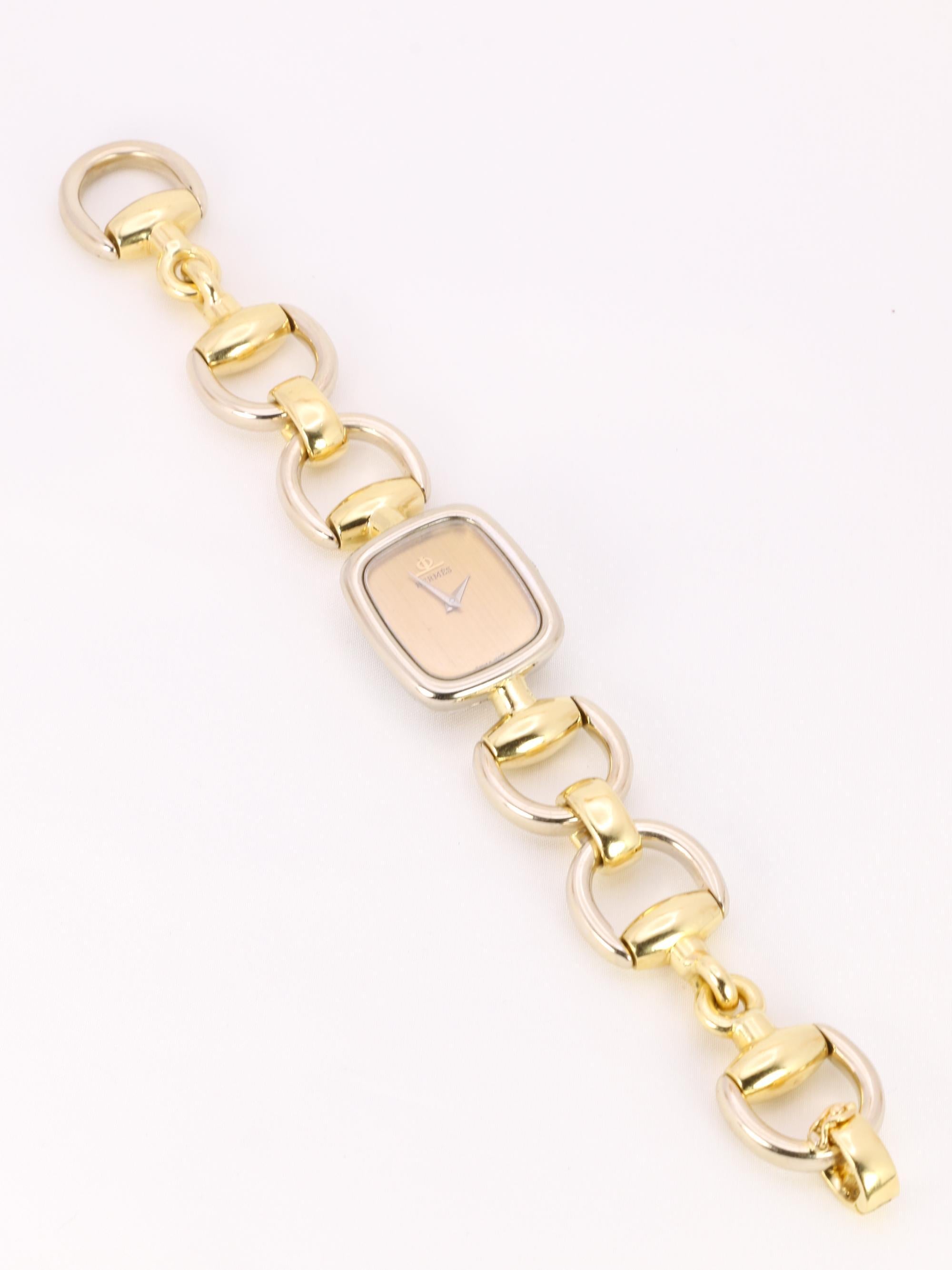 HERMES Mors Watch in Yellow and White Gold For Sale 3