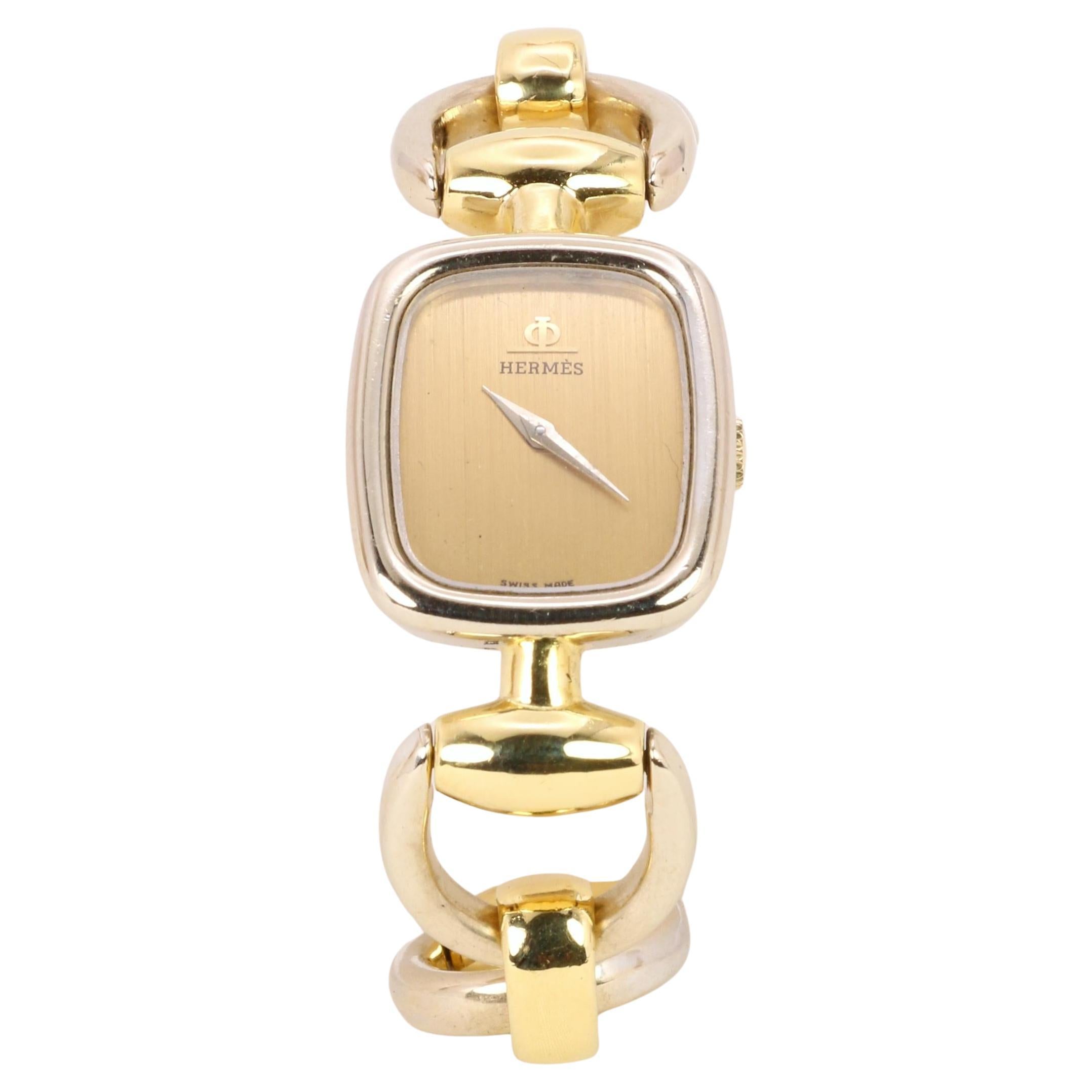 HERMES Mors Watch in Yellow and White Gold