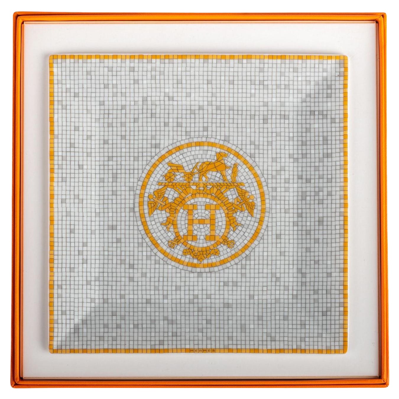 Hermes Mosaic Porcelain Square Plate NIB