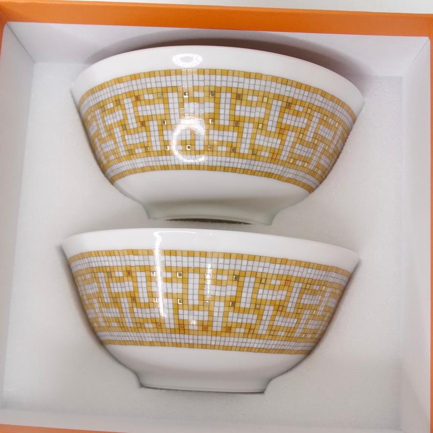 Hermes Mosaique 24 Gold Rice Bowl Set In New Condition For Sale In Scottsdale, AZ