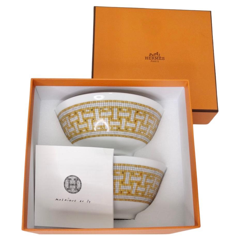 Hermes Mosaique 24 Gold Rice Bowl Set For Sale