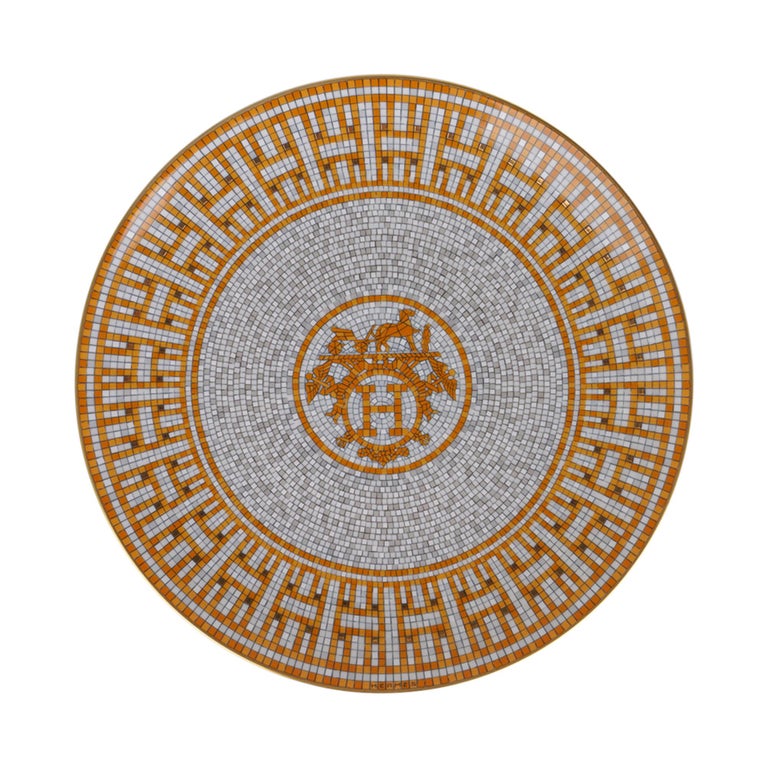 Hermes Mosaique Au 24 Dessert Plate Gold New w/Box For Sale at 1stDibs