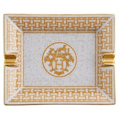 Used Hermes Mosaique au 24 gold ashtray