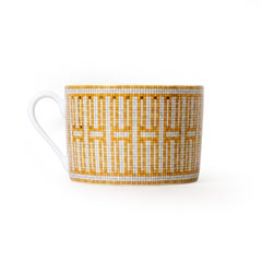 Hermes Mosaique Au 24 Gold Coffee Cup and Saucer Gold (Set of 2)