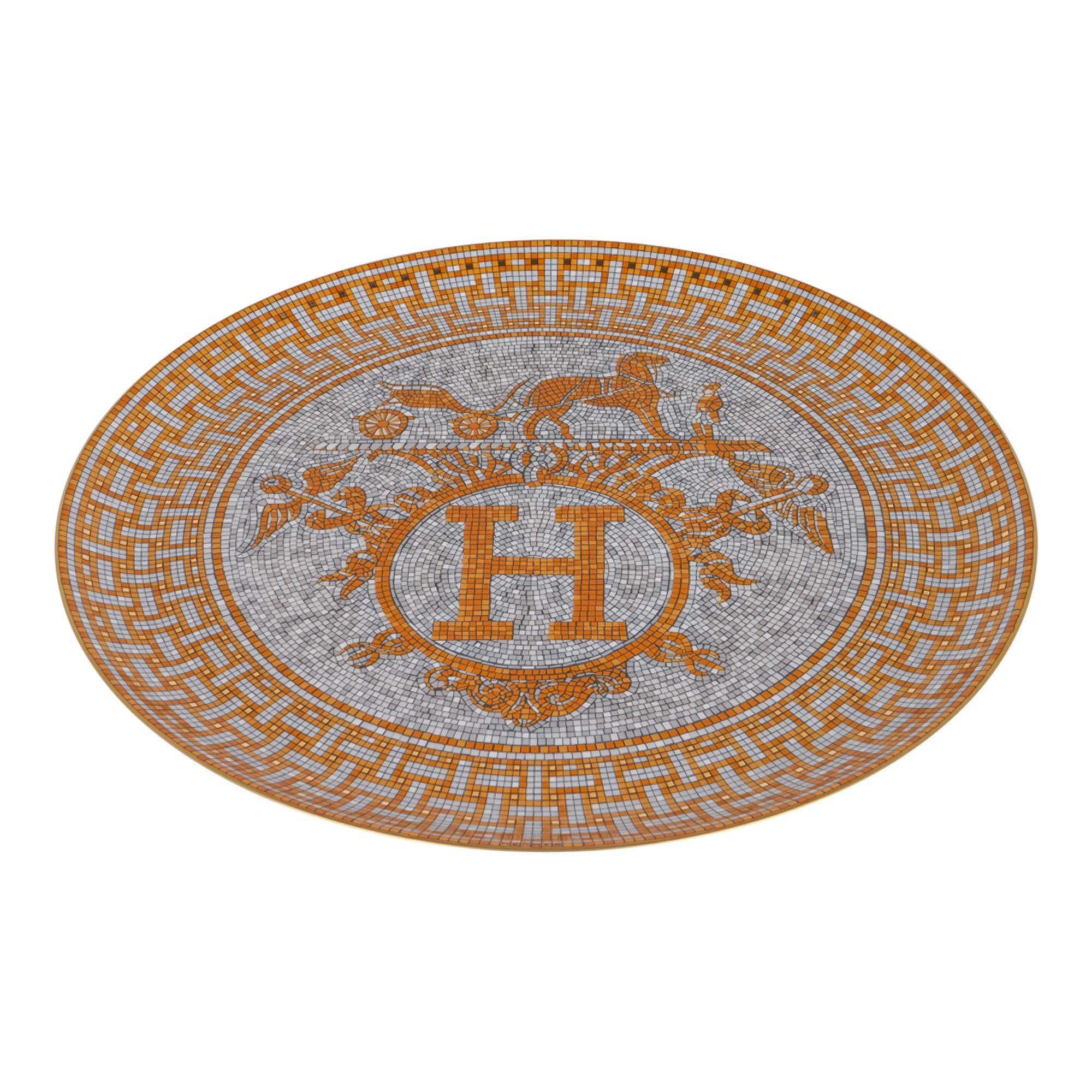 Hermes Mosaique Au 24 Gold Tart Platter Porcelain 1