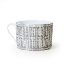Hermes Mosaique Au 24 Platinum Coffee Cup and Saucer Platinum (Set of 2)