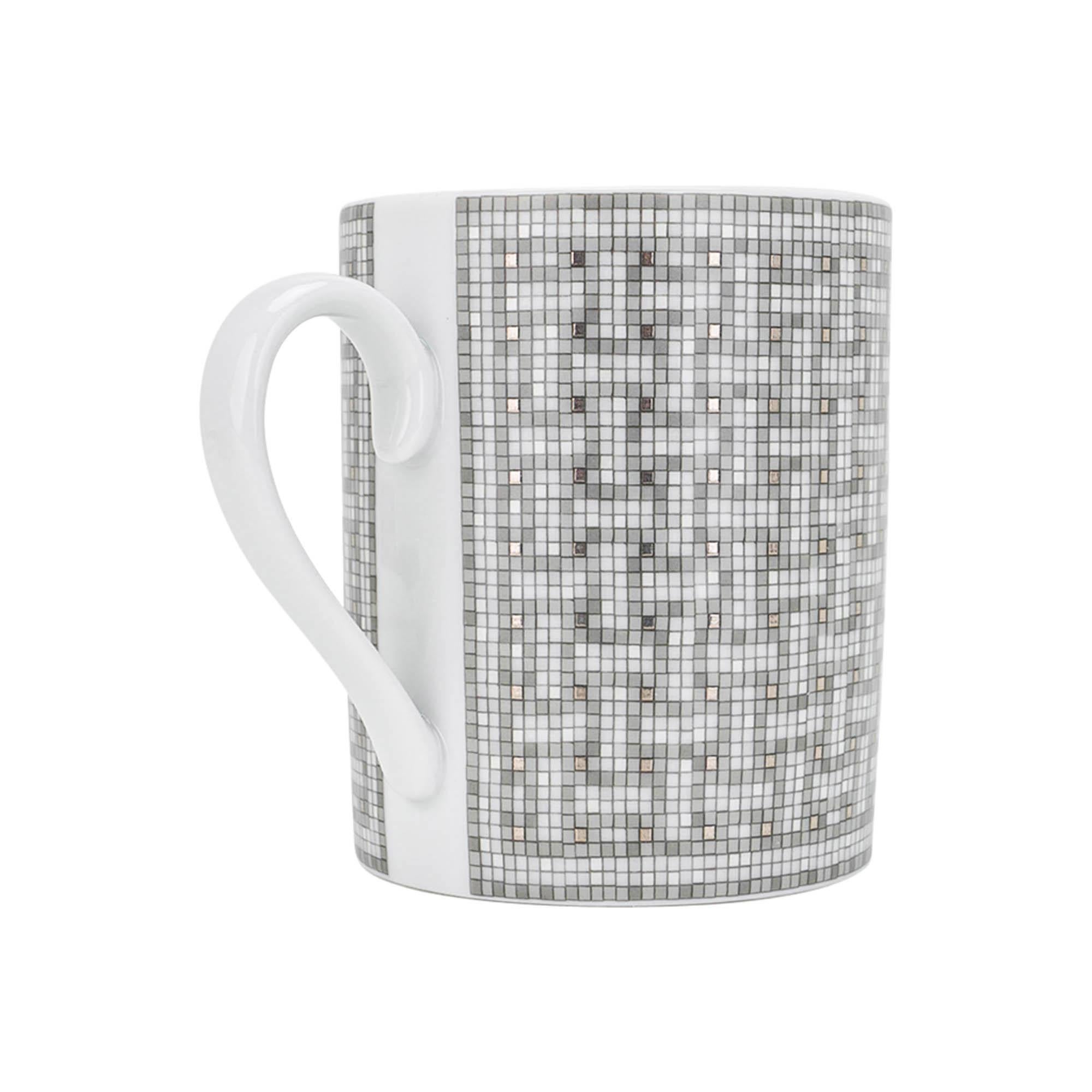 Grigio Set di 4 tazze Hermes Mosaique au 24 Platinum in vendita