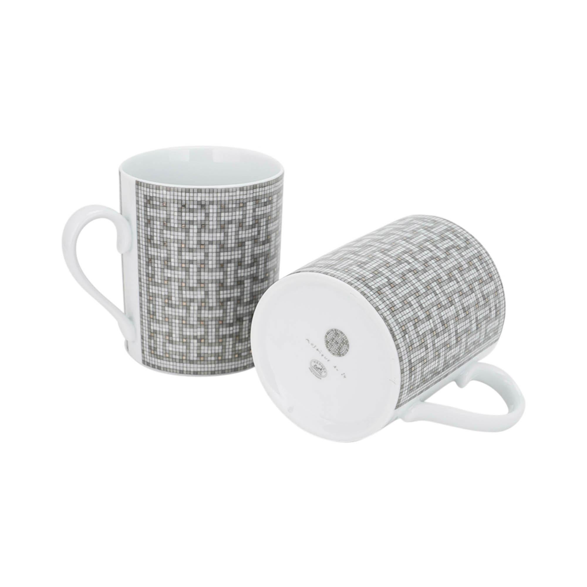 da uomo o donna Set di 4 tazze Hermes Mosaique au 24 Platinum in vendita