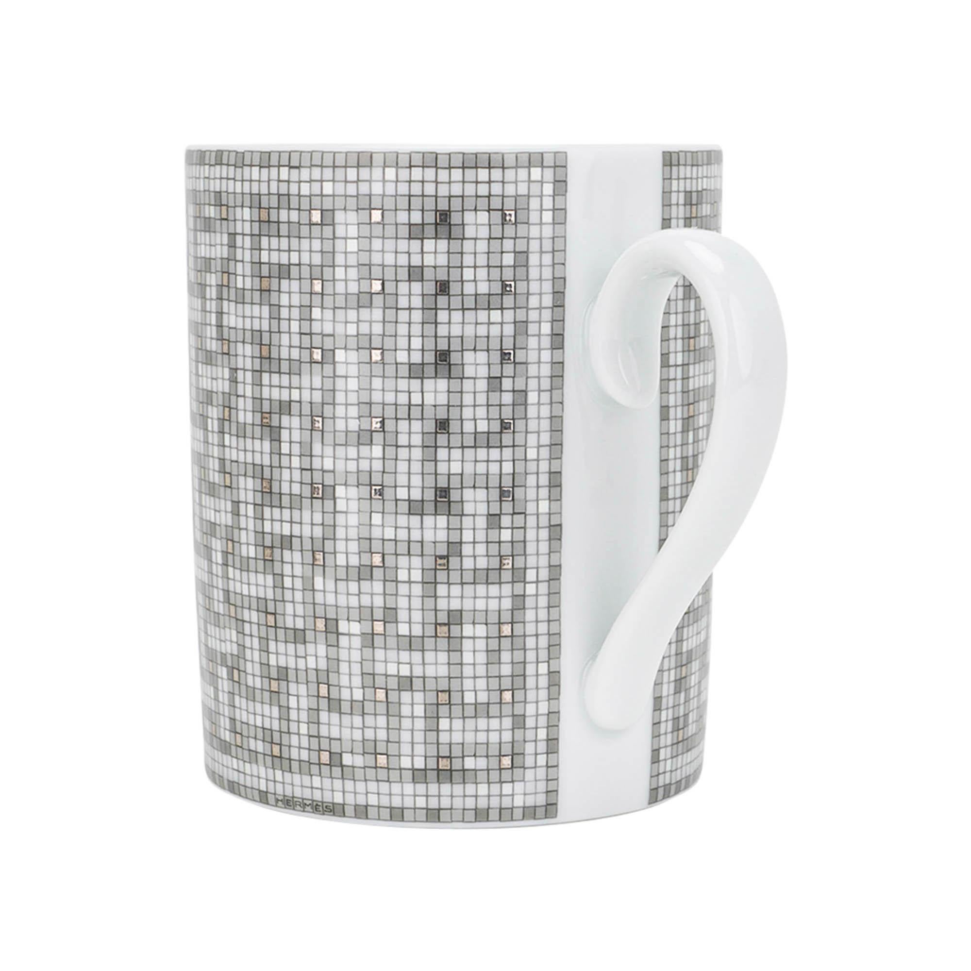 Set di 4 tazze Hermes Mosaique au 24 Platinum in vendita 3