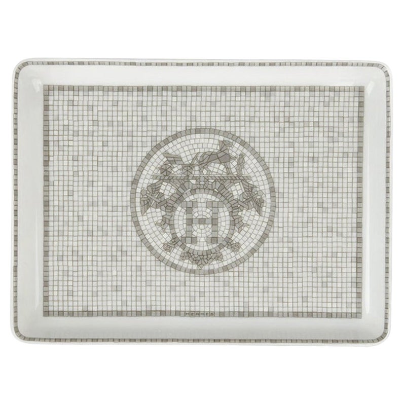 Hermes Mosaique au 24 Platin Teller / Tablett Set von 6 kleinen Modellen