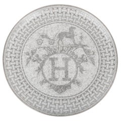 Hermes Mosaique Au 24 Platinum Tart Platter Porcelain