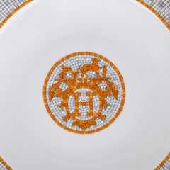 Hermes Mosaique Au 24 Soup Plate Gold Set of 2 New w/Box