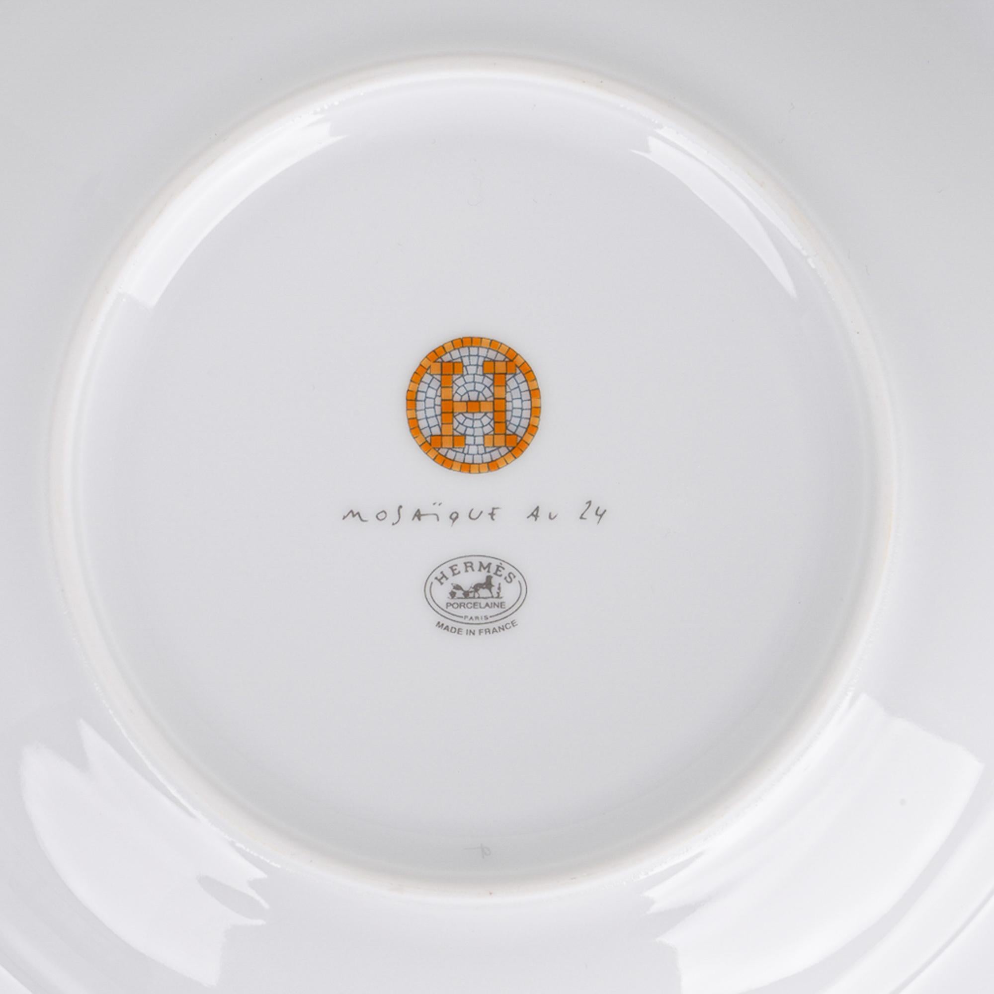 Hermes Mosaique Au 24 Soup Plate Gold Set of 2 New w/Box In New Condition For Sale In Miami, FL