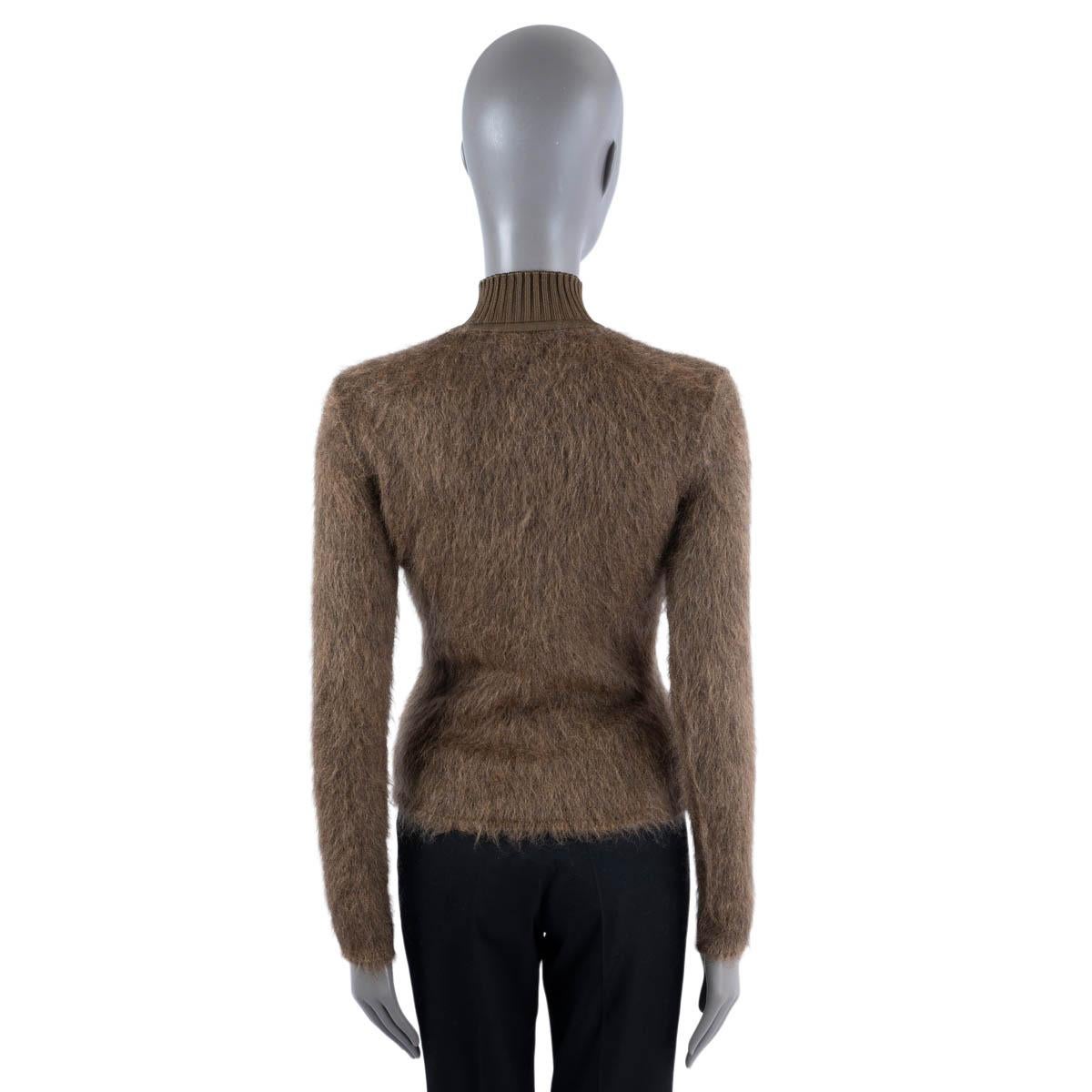 Women's HERMES moss green mohair & wool 2022 MOCK NECK Sweater 36 XS