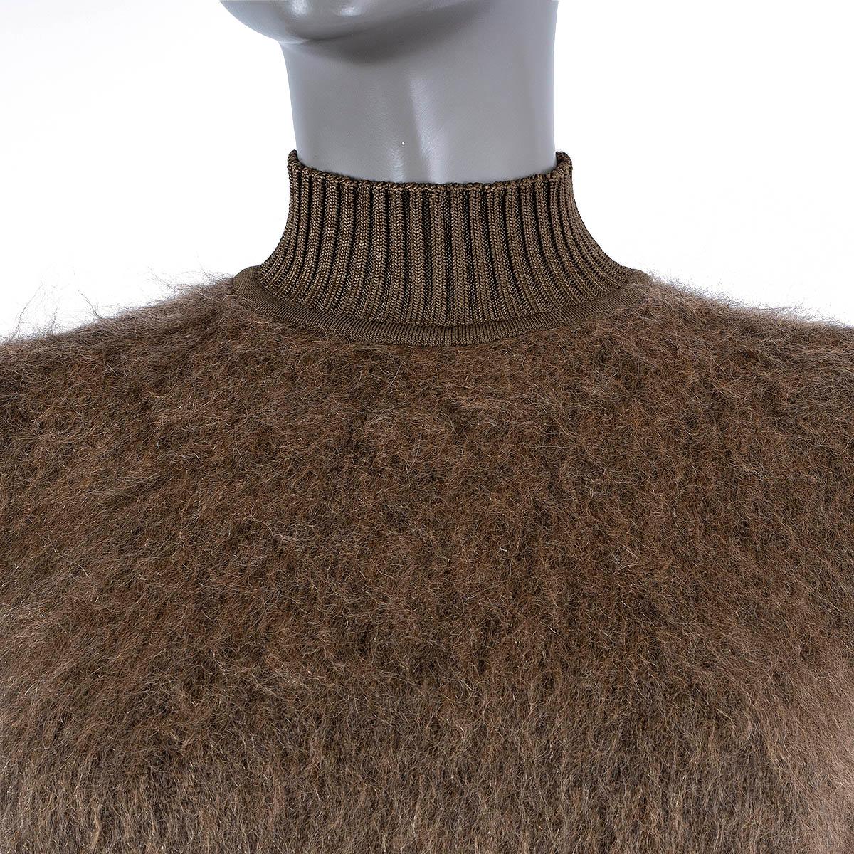 HERMES moss green mohair & wool 2022 MOCK NECK Sweater 36 XS 1