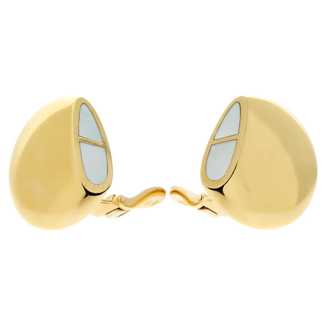 Orecchini Hermes Madreperla in oro giallo 18k in vendita