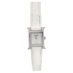 Hermès Mother Of Pearl Diamond Leather H W057250 Wristwatch 17 mm