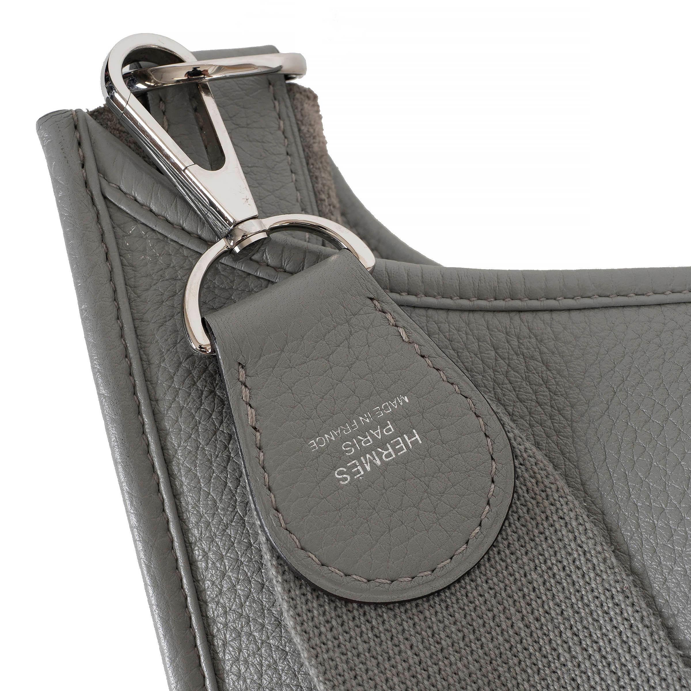 HERMES Mouette gris Clemence cuir EVELYNE 33 Sac à bandoulière Phw en vente 2