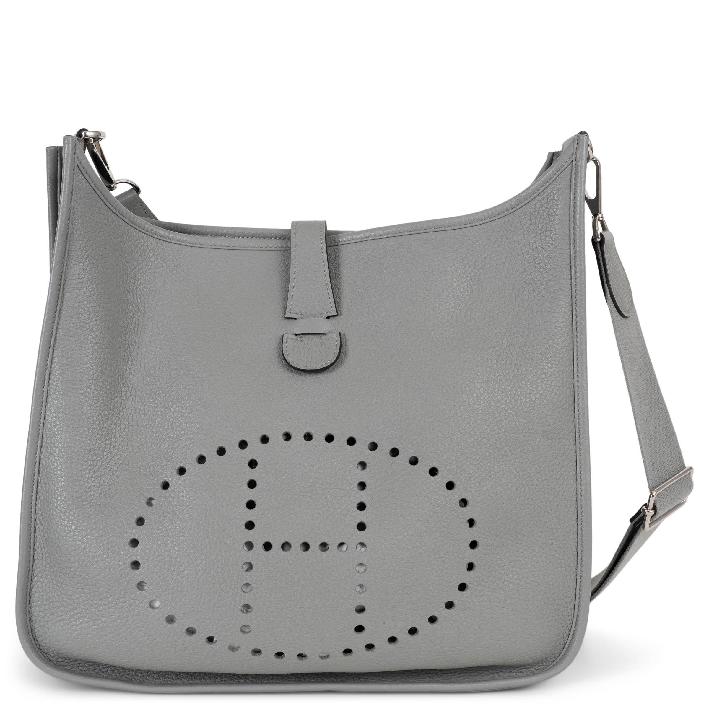HERMES Mouette gris Clemence cuir EVELYNE 33 Sac à bandoulière Phw en vente