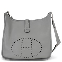 HERMES Mouette gris Clemence cuir EVELYNE 33 Sac à bandoulière Phw