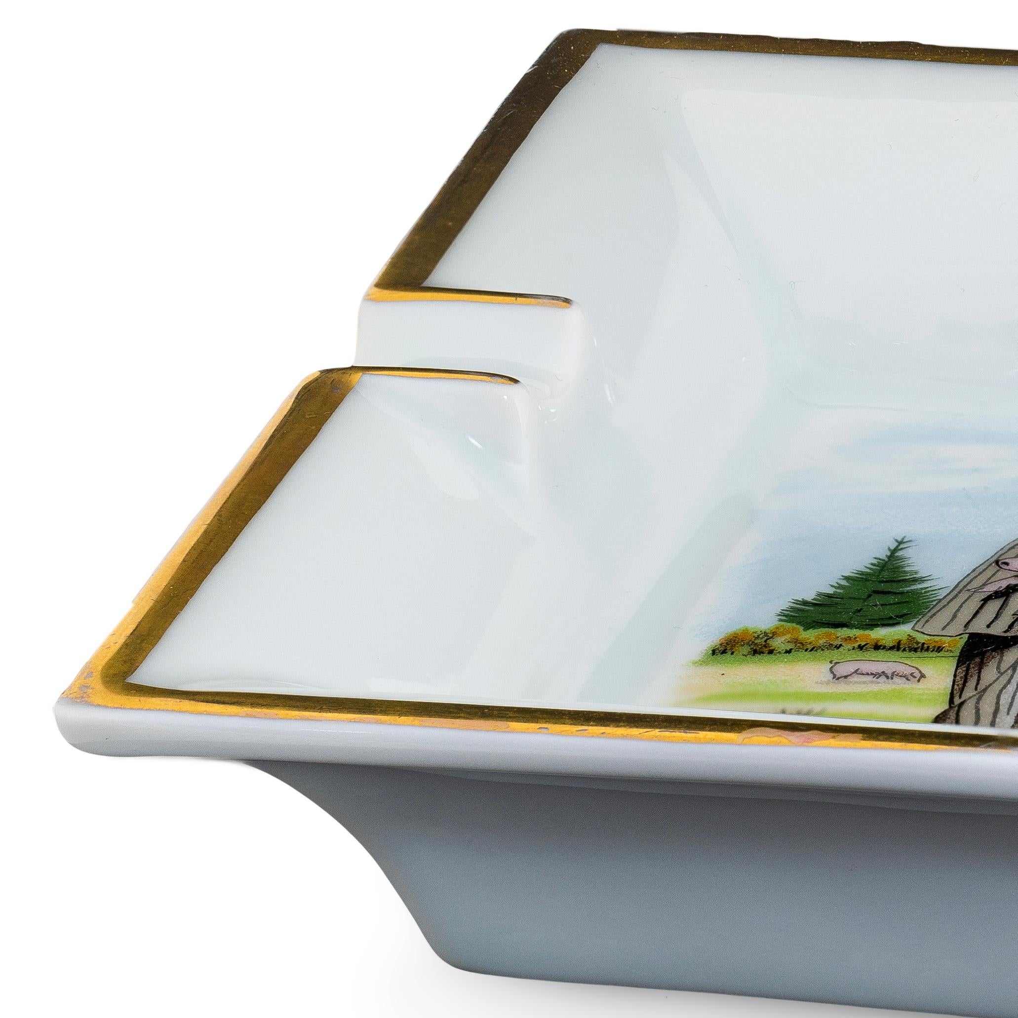 Hermes Moulin du Terrier Marteau Pouzauges Aschenbecher Porzellan Goldränder - Selten im Angebot 6