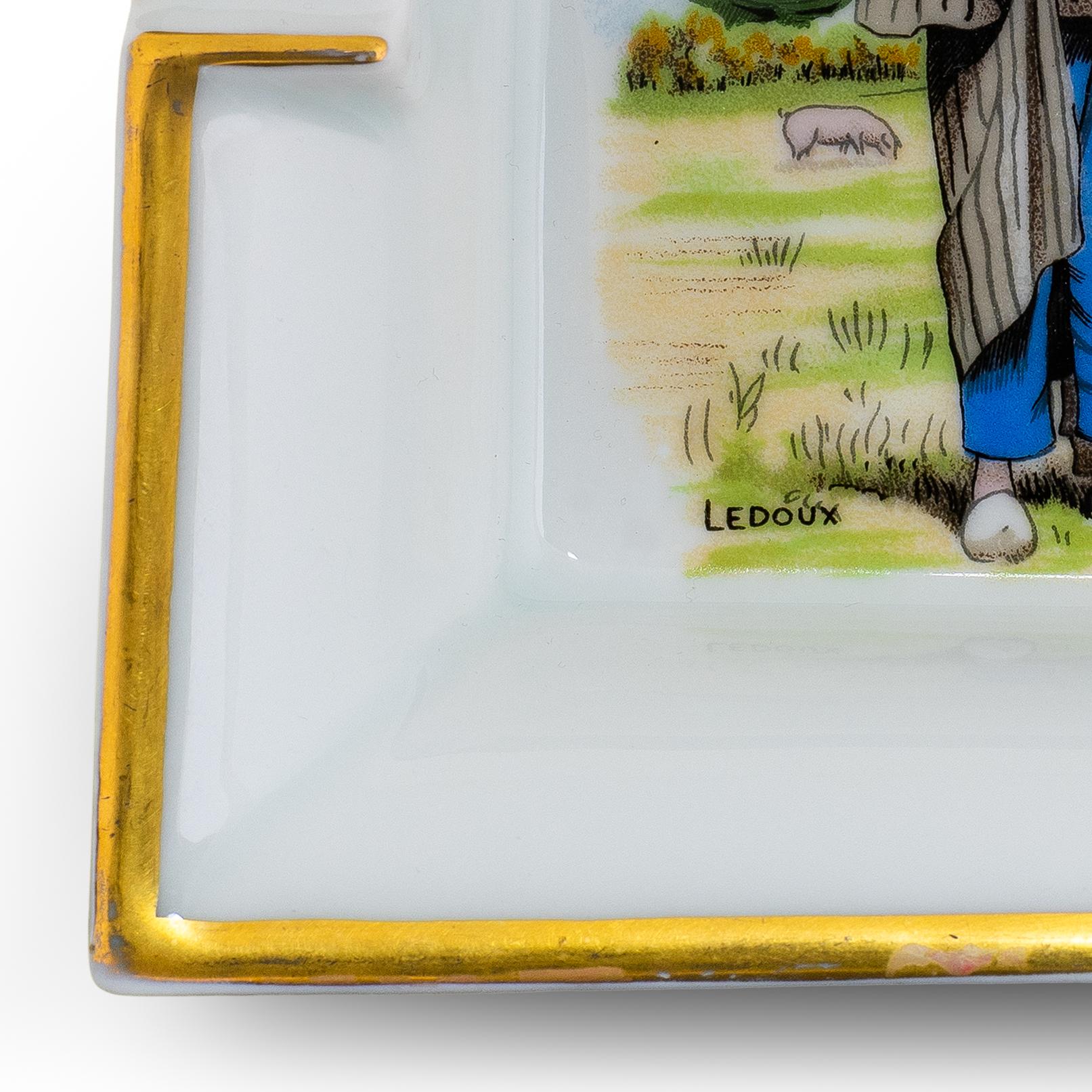 Hermes Moulin du Terrier Marteau Pouzauges Aschenbecher Porzellan Goldränder - Selten im Angebot 1