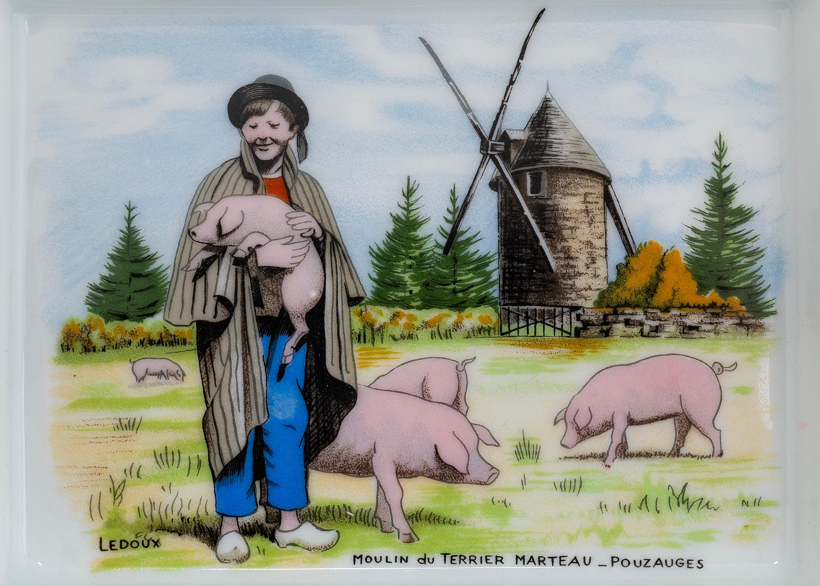 Hermes Moulin du Terrier Marteau Pouzauges Aschenbecher Porzellan Goldränder - Selten im Angebot 3