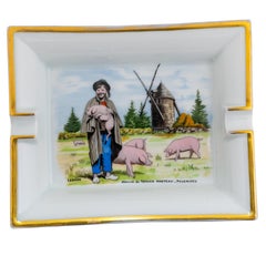 Hermes Moulin du Terrier Marteau Pouzauges Ashtray Porcelain Gold Trims - Rare