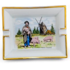 Hermes Moulin du Terrier Marteau Pouzauges Aschenbecher Porzellan Goldränder - Selten