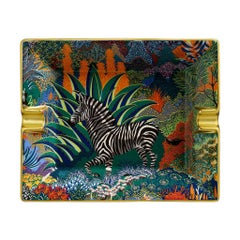 Hermes Berg Zebra Aschenbecher Chlorophylle Limoges Porzellan