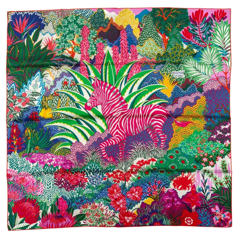 Hermès Mountain Zebra Multicolor Scarf For Sale at 1stDibs