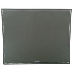 Hermès Mousepad Mouse Pad or Desk Blotter in Green Leather Rare