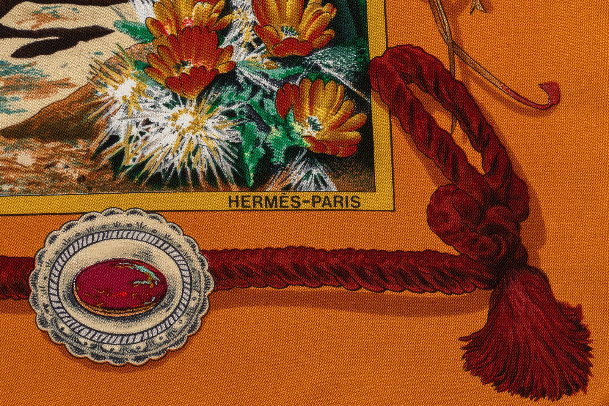 Hermes Moutard Silk Pony Express Scarf 1