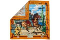 Hermes Moutard Silk Pony Express Scarf in Box