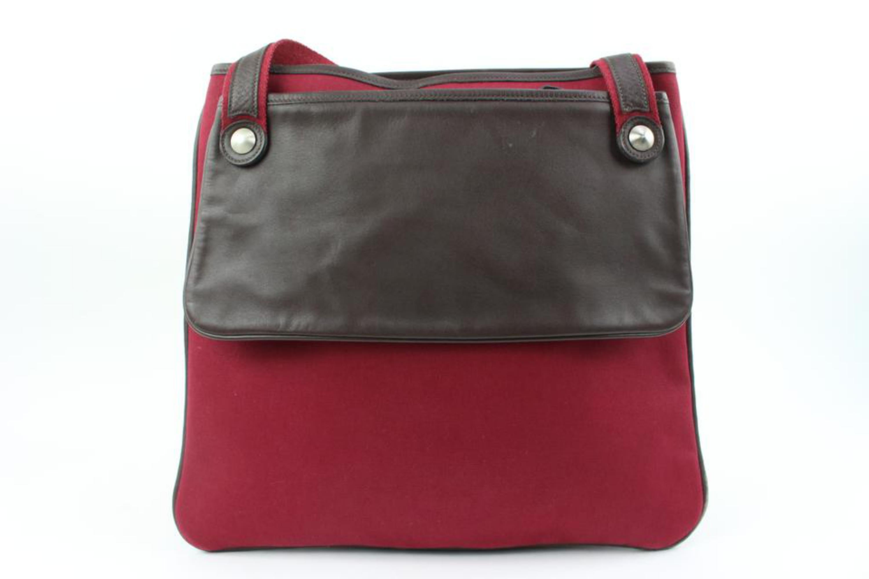 Hermès Mrs. Hippie Bicolor Burgundy Shoulder Bag 14h222s 1