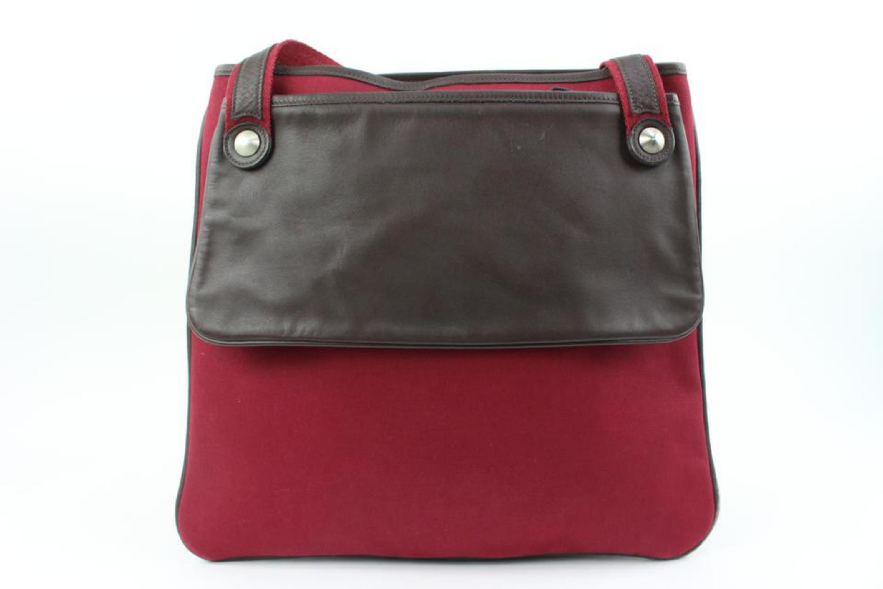 Hermès Mrs. Hippie Bicolor Burgundy Shoulder Bag 14h222s For Sale 1