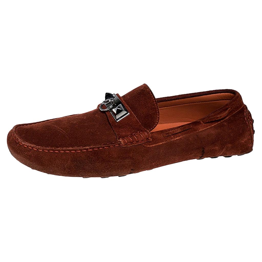 hermes red loafers
