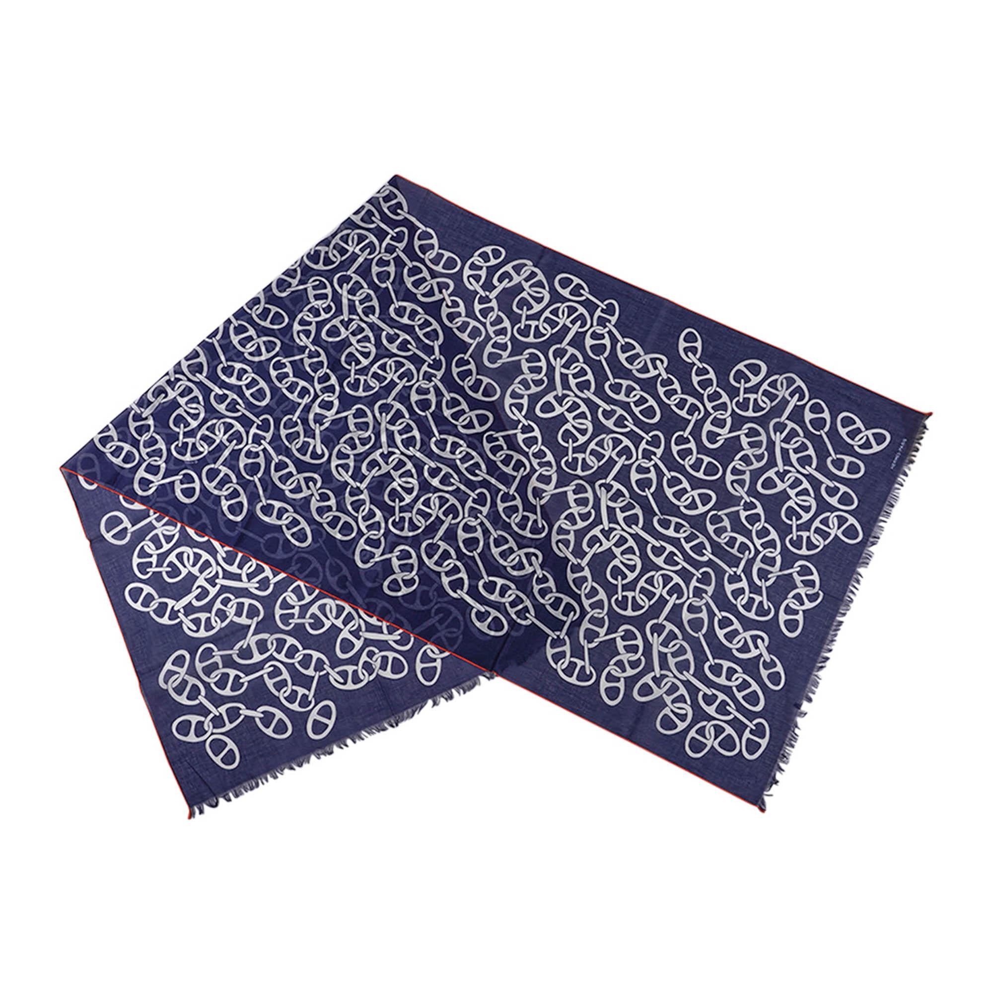 Purple Hermes Muffler Naoussa Megalo Scarf Marine Cotton For Sale