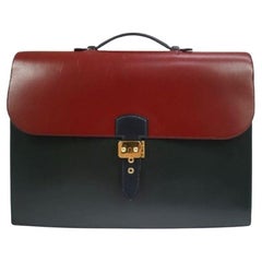 HERMES Multi Color Depeches Box Calfskin Men's Carryall Top Handle Briefcase Bag