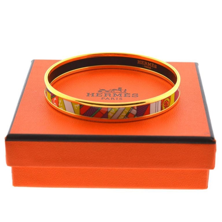 Hermès Multi-Color Gold Tone Thin Bangle Bracelet at 1stDibs | hermes ...