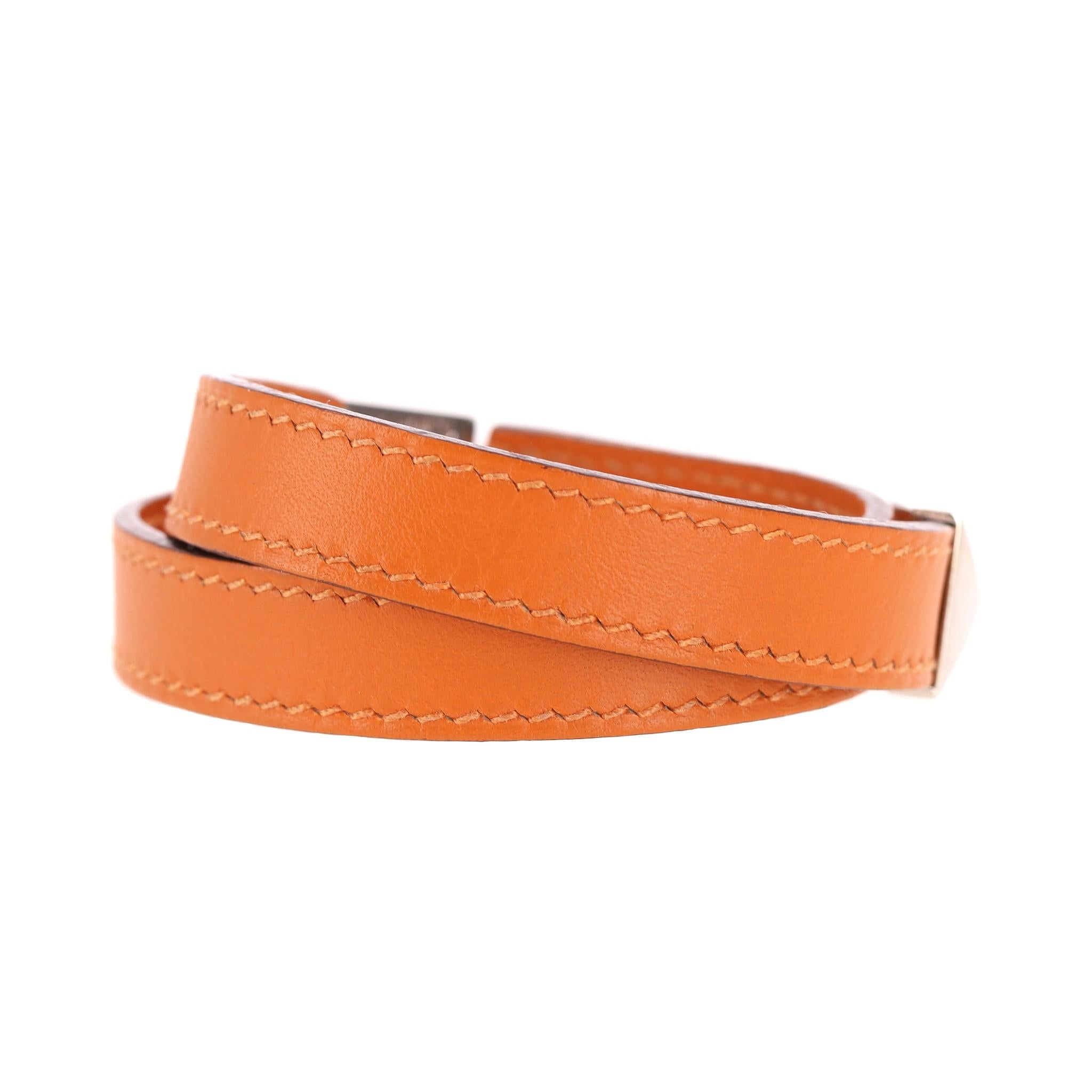 Hermes Multi Stud Medor Rockstud Leather Wrap Bracelet In Excellent Condition For Sale In London, GB