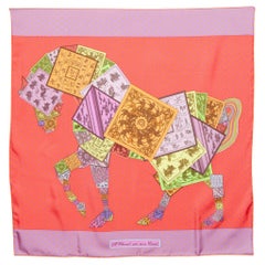 Hermes Multicolor A Cheval Sur Mon Carre Printed Silk Square Scarf