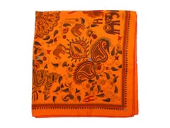 Hermes Multicolor Animal-Printed Silk Scarf