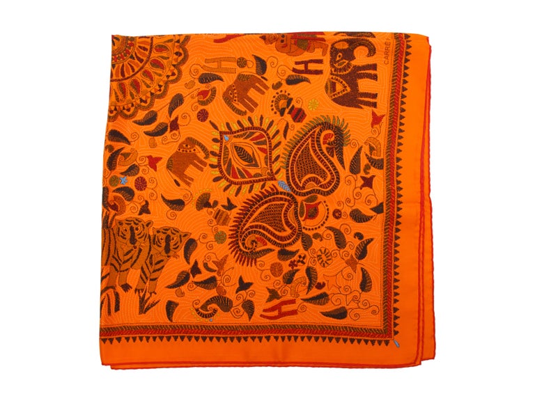 Hermes Multicolor Animal-Printed Silk Scarf at 1stDibs