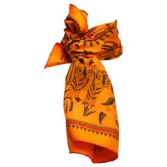 Hermes Multicolor Animal-Printed Silk Scarf