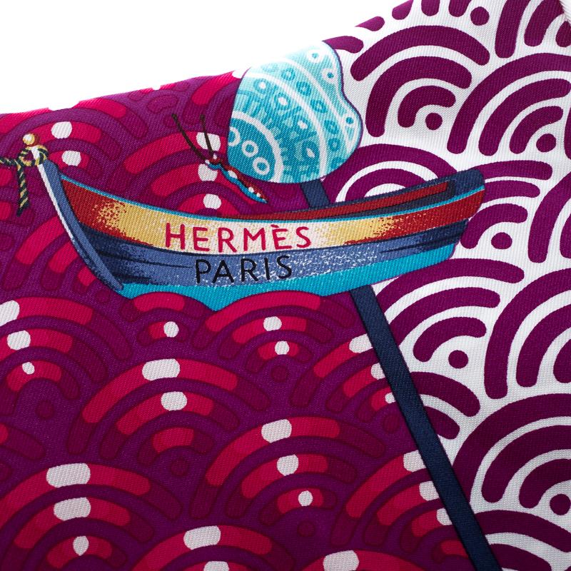 Women's Hermes Multicolor Bateau Fleuri Printed Silk Square Scarf