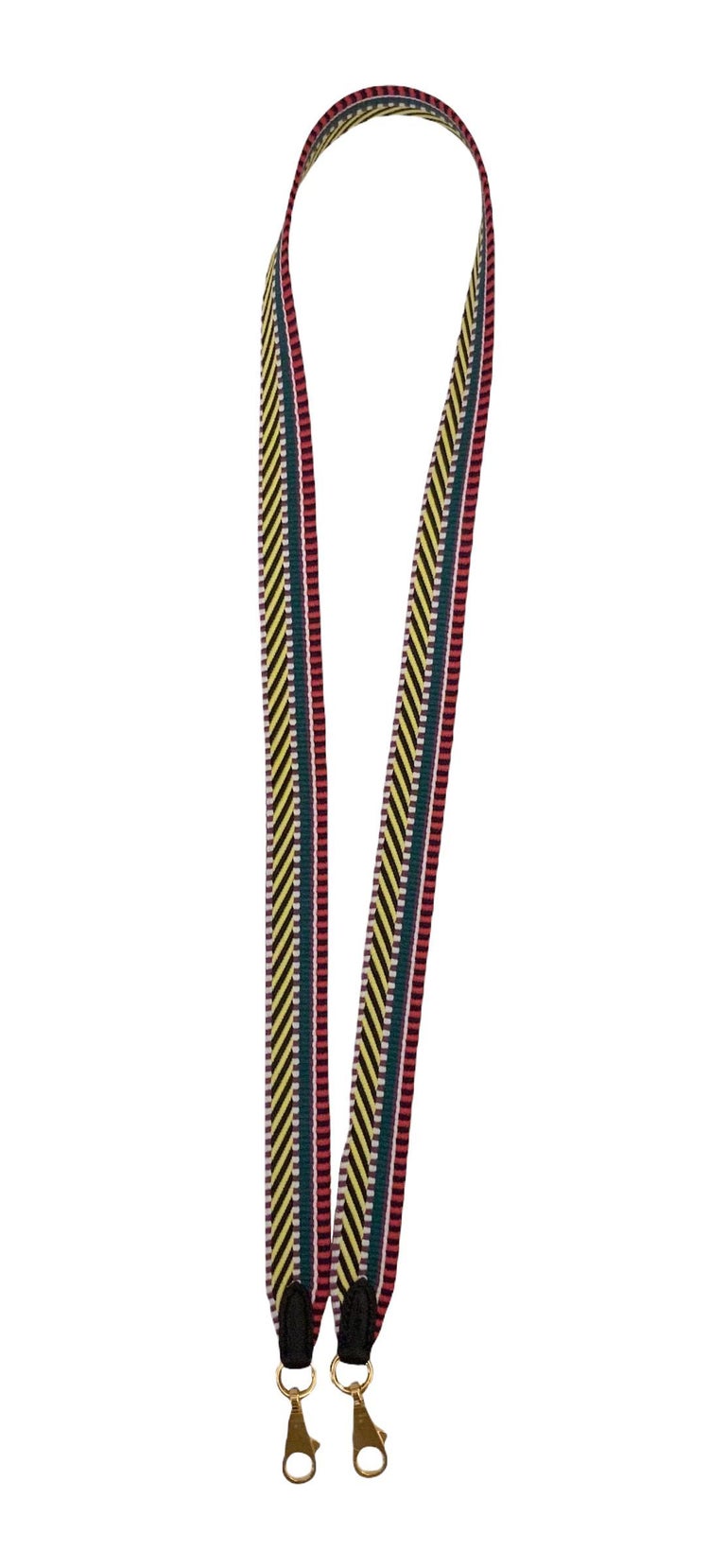 Hermès Multicolor Canvas Sangle Cavale 25mm Black Swift Leather Long Bag  Strap at 1stDibs